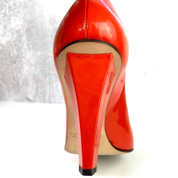 Jimmy Choo Mandarin Patent Peep Toe -Sz 39 Worn 1X - Picture 3 of 8